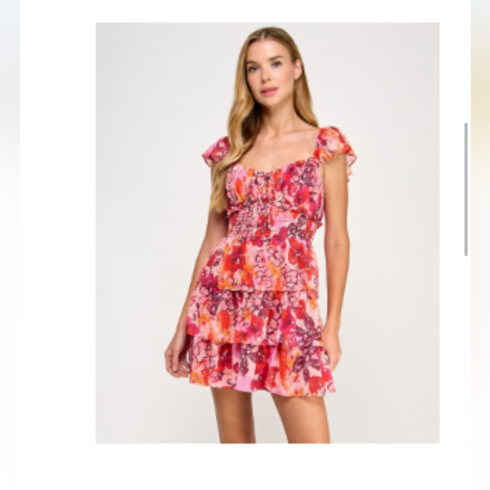 Macy's Vibrant Pink Floral Mini Dress